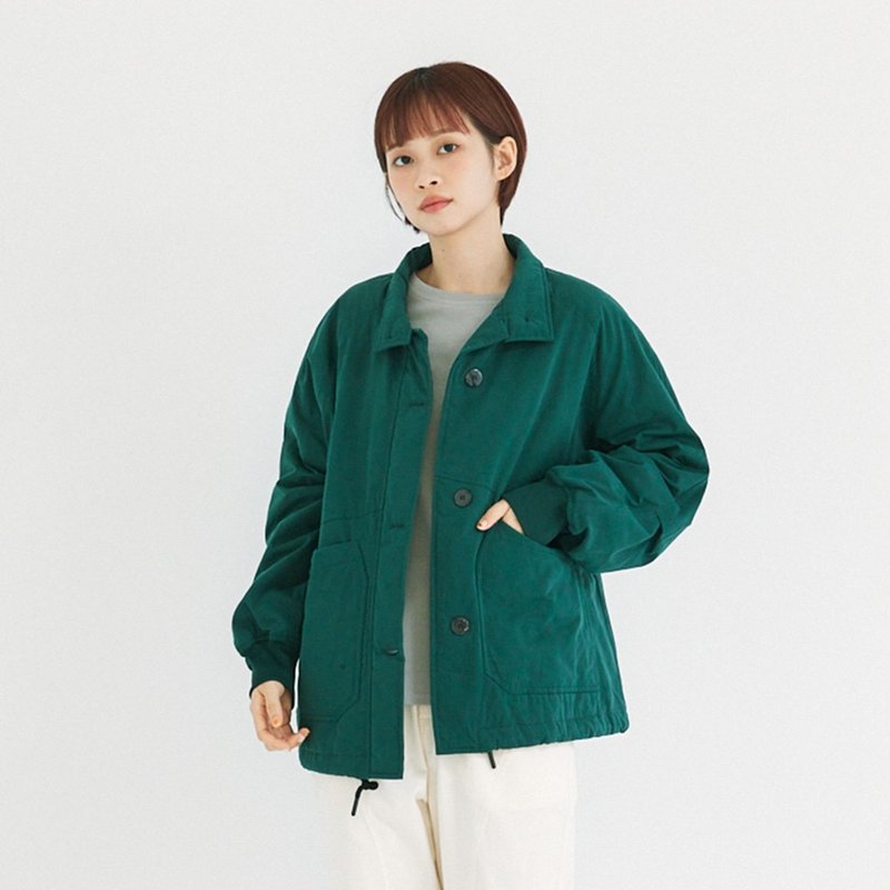 【Simply Yours】Loose-fitting drawstring cotton jacket green F - Women's Casual & Functional Jackets - Cotton & Hemp Green