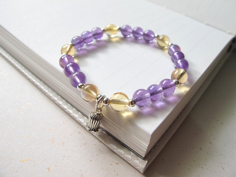 [Purple yellow] x amethyst x 925 Silver - hand-made natural stone series - Bracelets - Gemstone Yellow