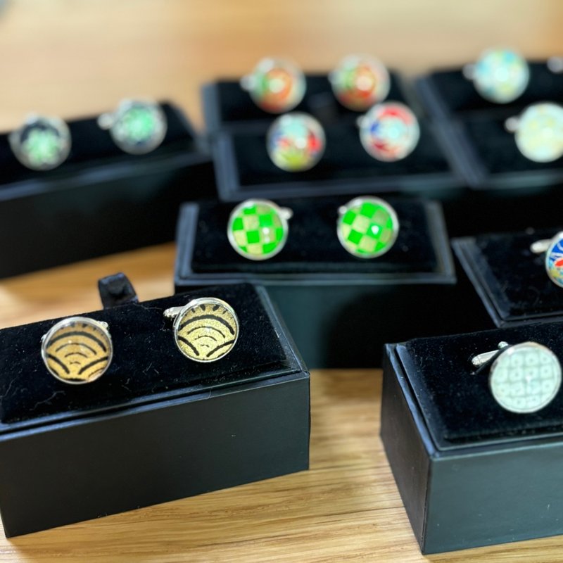 和紙を使った手作りカフスボタン - 袖扣 - 貴金屬 多色