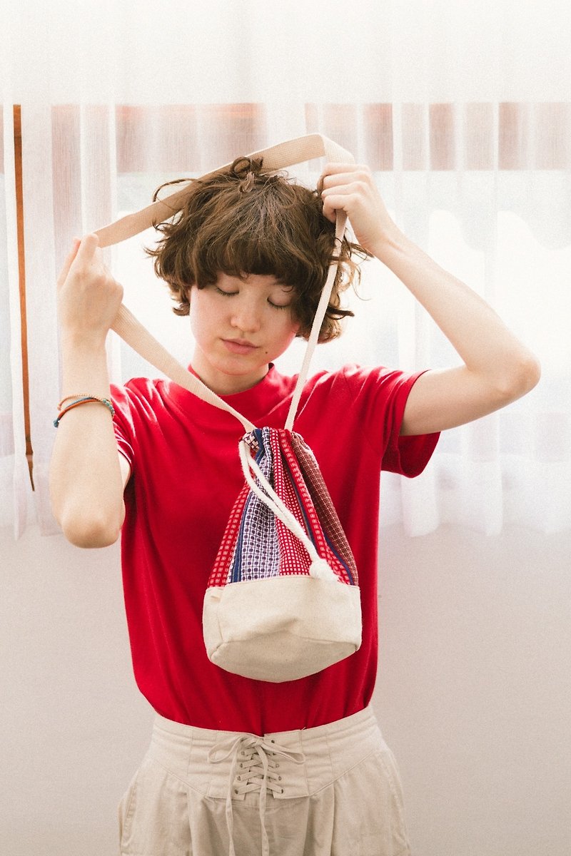 TONE THAI collection - Mini bucket - Messenger Bags & Sling Bags - Cotton & Hemp White
