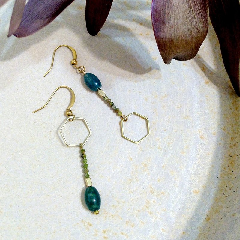 Aquatic agate earrings - ต่างหู - คริสตัล 