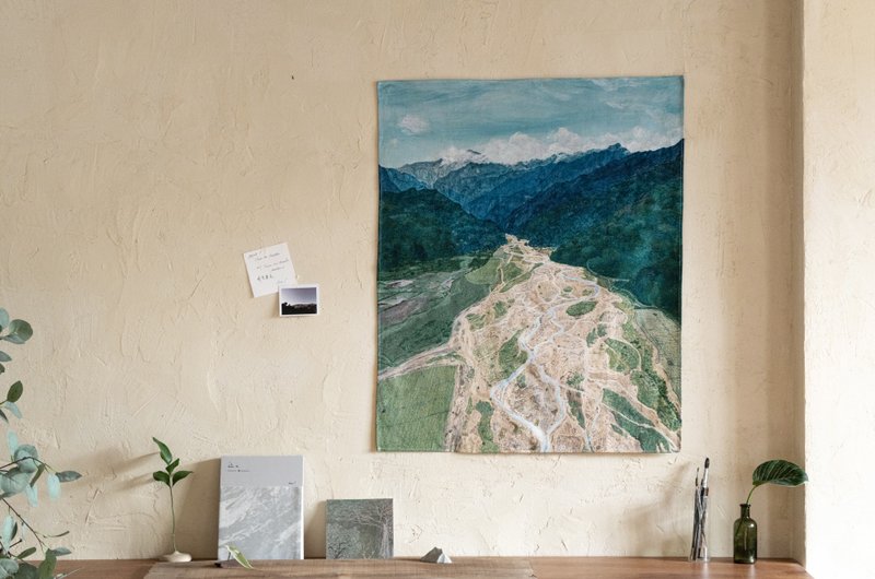 台灣山掛布 - 蘭陽溪 70 x 83 cm - 海報/掛畫/掛布 - 棉．麻 綠色