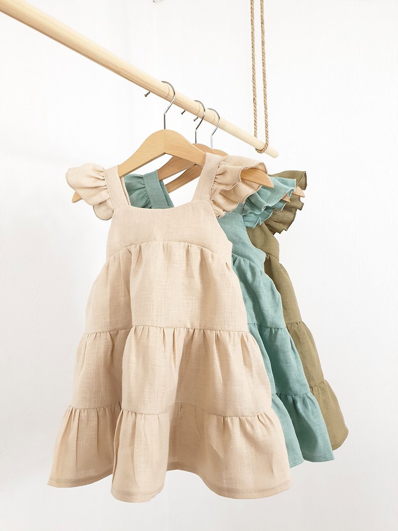 Natural linen boho dress, dress for girl, Easter baby dress, summer baby  dress