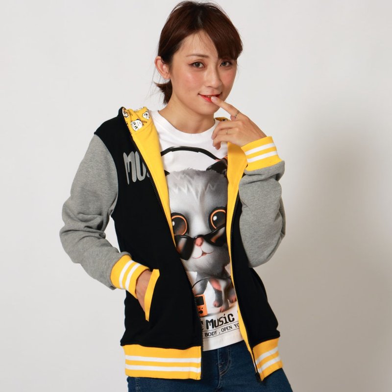 Music Cat / 音樂貓 - 帽T/大學T - 棉．麻 