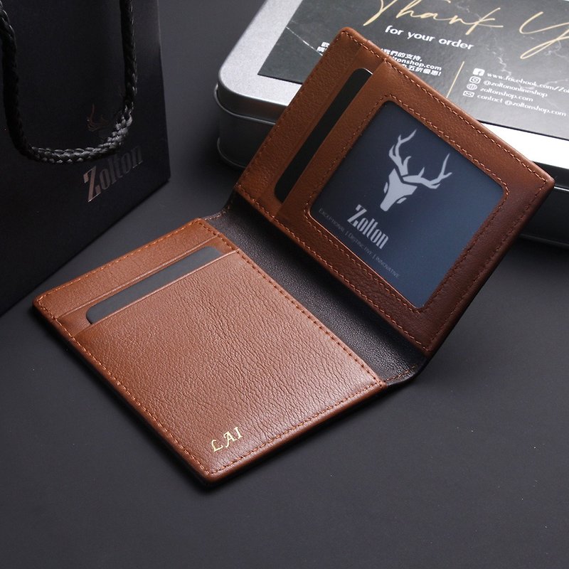 Nox Leather Card Holder, RFID, Free Customization Dark Brown - Wallets - Genuine Leather Brown