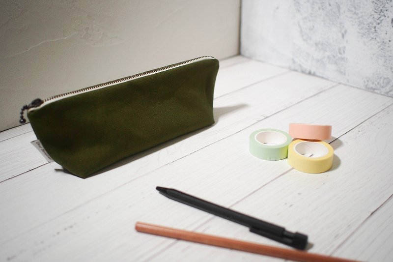 Daily series pencil case/pencil box/limited handmade bag/grass green style - Pencil Cases - Cotton & Hemp Green