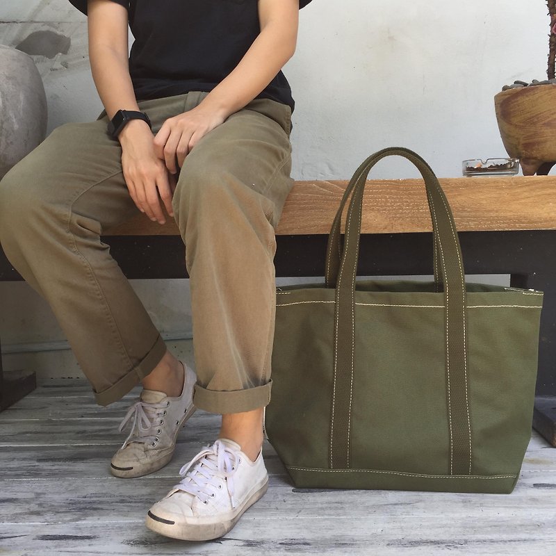 New Simply Green Canvas Tote Bag no.04 / Shopping Bag / Market Bag / Tool Bag - กระเป๋าถือ - ผ้าฝ้าย/ผ้าลินิน สีเขียว