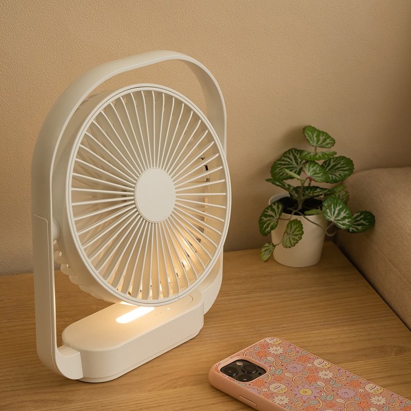 【涼夏不受線】360度靜音LED小夜燈多功能充電風扇(通過BSMI認證) - 電風扇 - 其他材質 白色