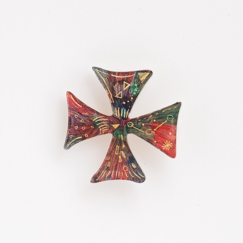 Brooch of a picture 【Cross】 - Brooches - Acrylic Red