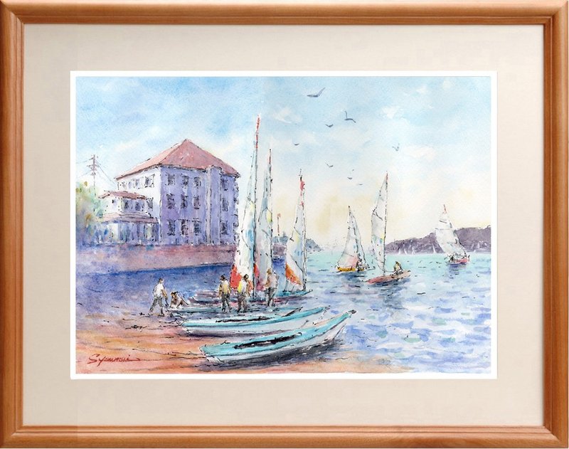 水彩画原画　湘南・葉山の休日５ - 海報/掛畫/掛布 - 紙 藍色