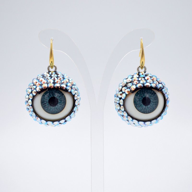 24mm Swarovski crystal eye earrings - ต่างหู - โลหะ หลากหลายสี