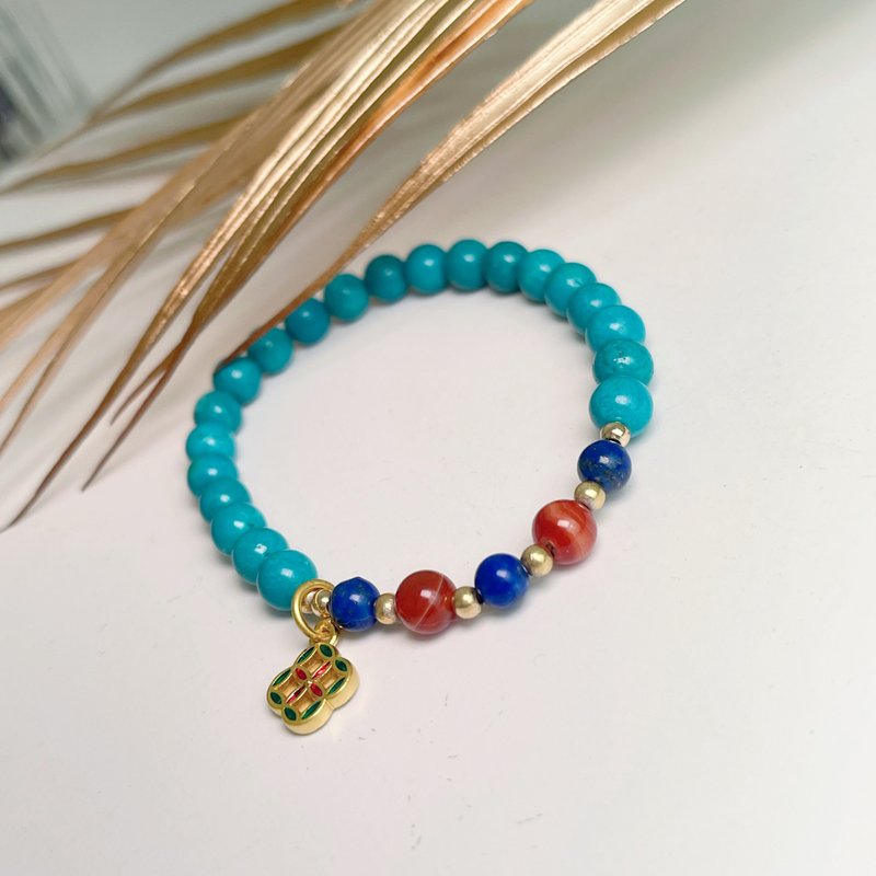 Design model - Calm Heart Blue Turquoise Bracelet - สร้อยข้อมือ - เครื่องเพชรพลอย 