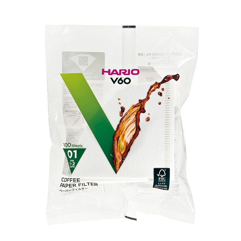 【HARIO】V60無漂白01濾紙110張/VCF-01-110W - 咖啡壺/手沖壺 - 紙 