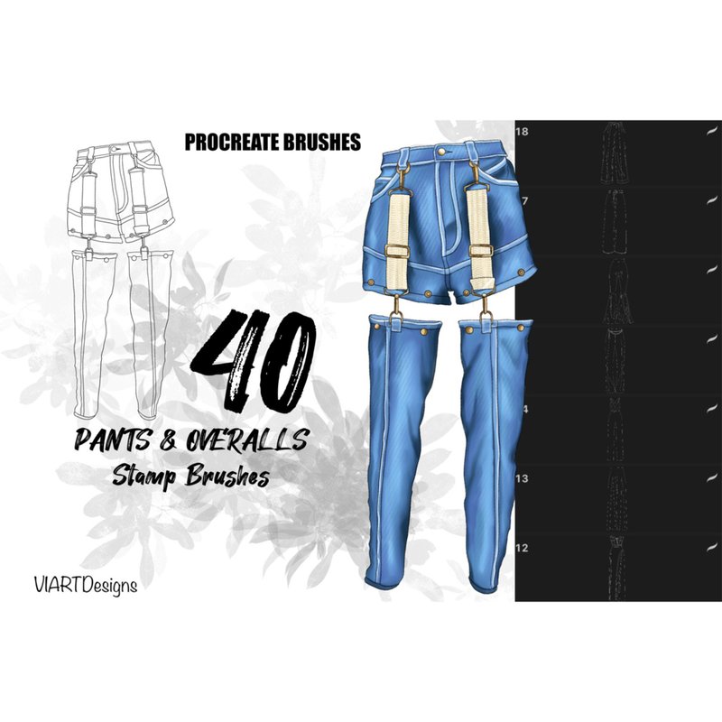 40 Pants&Overalls stamps for Procreate - 手工藝教學/工具書 - 其他材質 