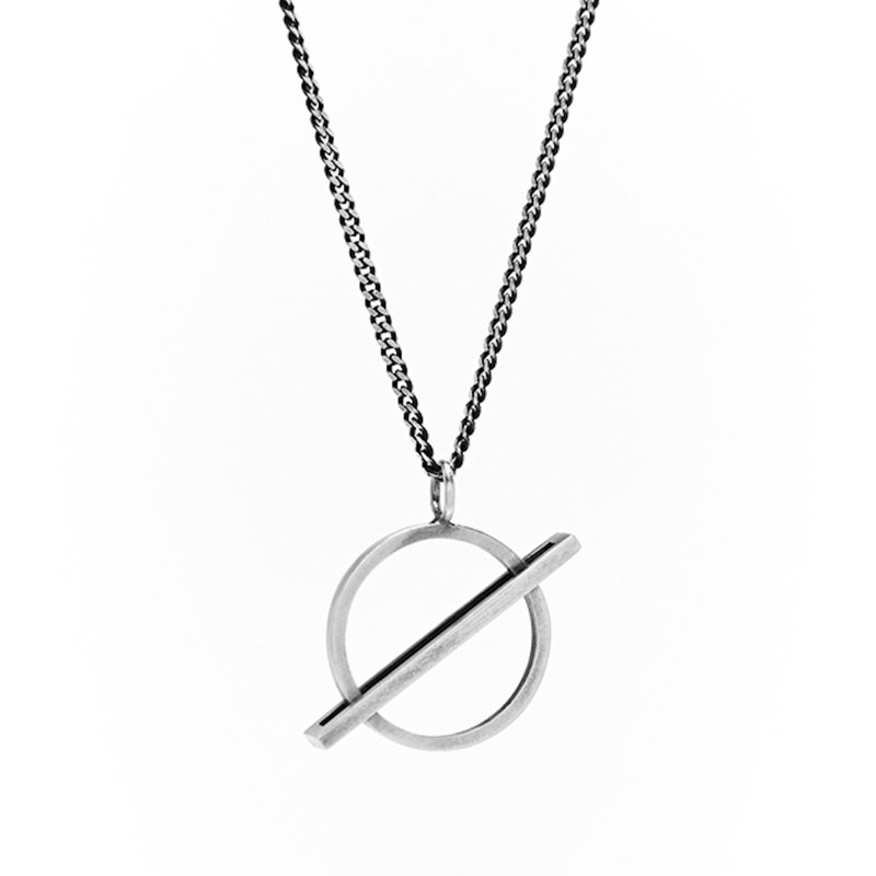 Bold line circle pendant - 項鍊 - 純銀 銀色