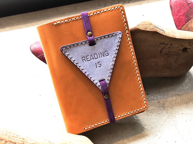 Finished product manufacturing-triangle bookmark original handmade leather bookmark white wax vegetable tanned leather Italian leather - Bookmarks - Genuine Leather Purple