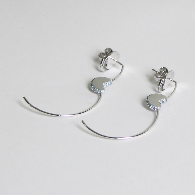 Special Mollis Earrings (Swiss Blue Topaz) sand blast finishing - ต่างหู - เงินแท้ 