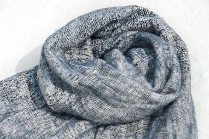 Pure wool shawl / knit scarf / knitted shawl / blanket / pure wool scarf / wool shawl - marble - ผ้าพันคอถัก - ขนแกะ สีเทา