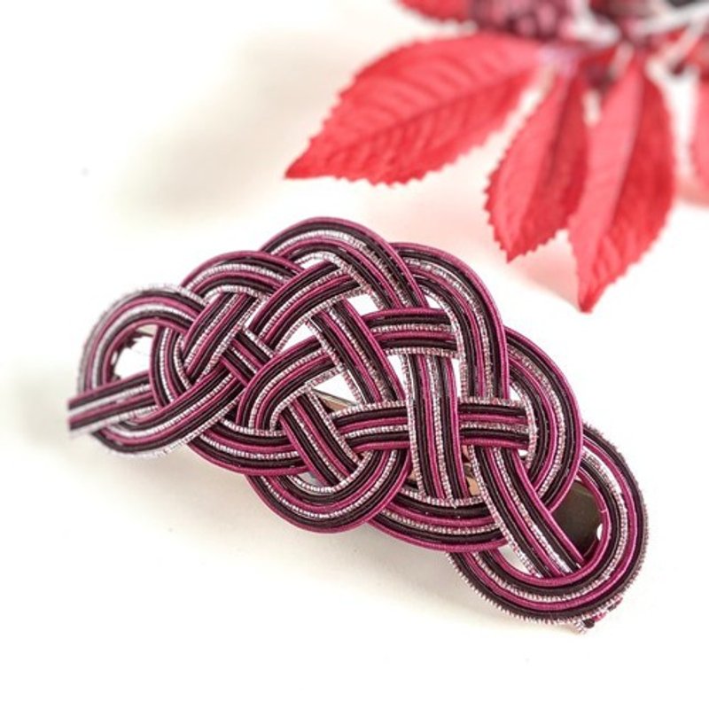 バレッタ【ワインカラー】水引製　髪飾り　ボルドー　赤紫　エンジ - 髮夾/髮圈 - 其他材質 紫色