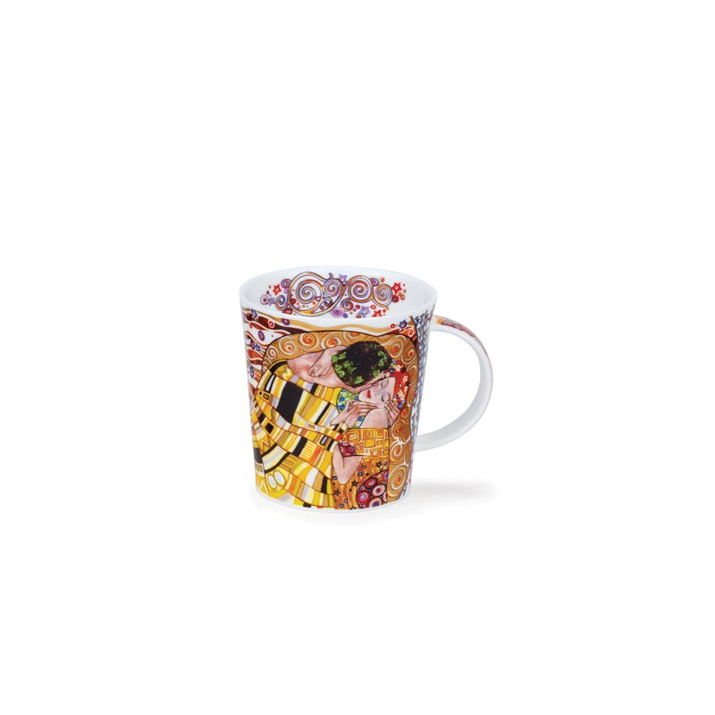 [100% Made in UK] Dunoon Interpretation of Klimt Bone China Mug-Kiss-320ml - Mugs - Porcelain Gold