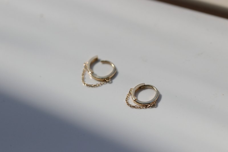 14K Rope Cycle Earring 單鍊耳扣耳環 (單個) - 耳環/耳夾/耳骨夾 - 貴金屬 金色