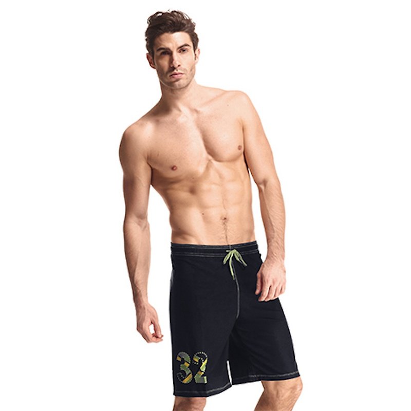 MIT big boyshort elastic beach trunks - Men's Swimwear - Polyester Black