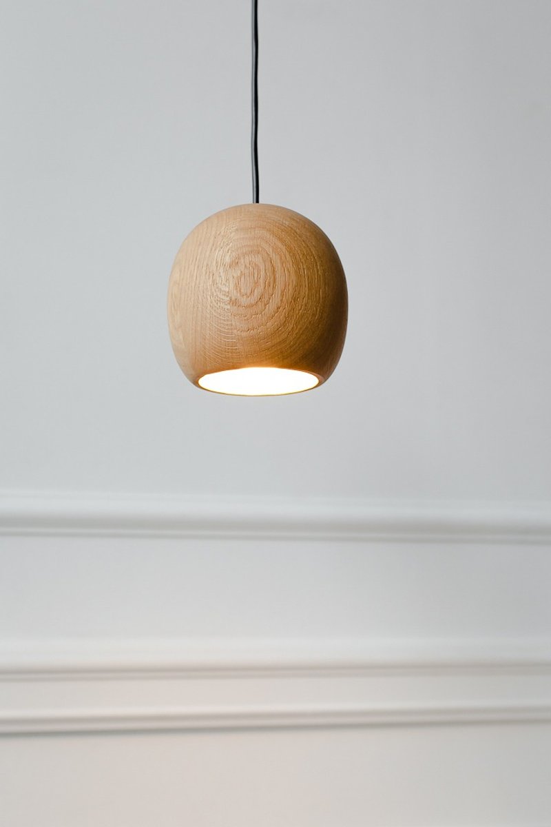 Wood pendant light Wooden lampshade Hanging ceiling lamp for kitchen island - 燈具/燈飾 - 木頭 