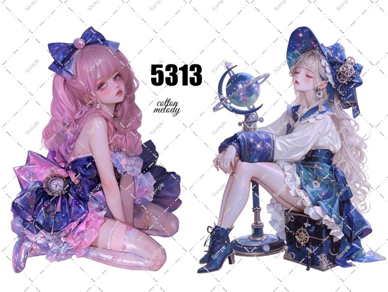 original sticker no.5313 人物ステッカー オリジナルステッカー オリジナル人物ステッカー 装飾ステッカー cotton melody - 貼紙 - 紙 