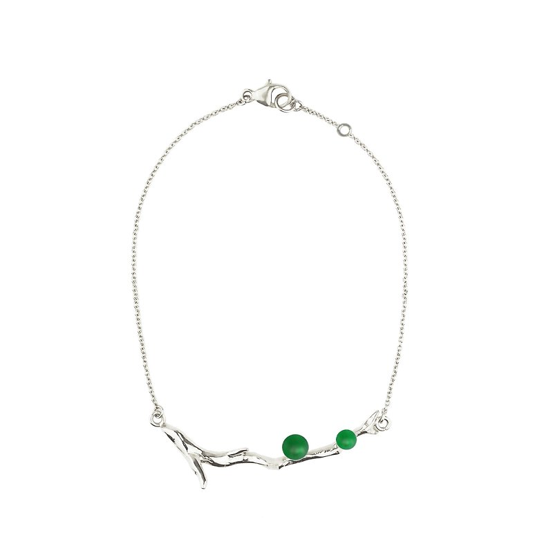 Colored gemstones Silver Bracelet VERT LAURIER branches - Bracelets - Other Metals Silver