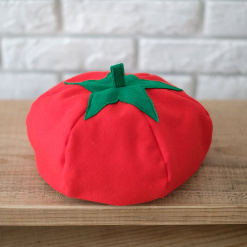 [Vegetable hat] Tomato hat for adults - หมวก - ขนแกะ สีแดง