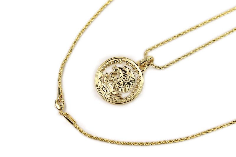 【METALIZE】Mexico Coin Necklace 墨西哥老鷹錢幣項鍊(金色) - 項鍊 - 其他金屬 