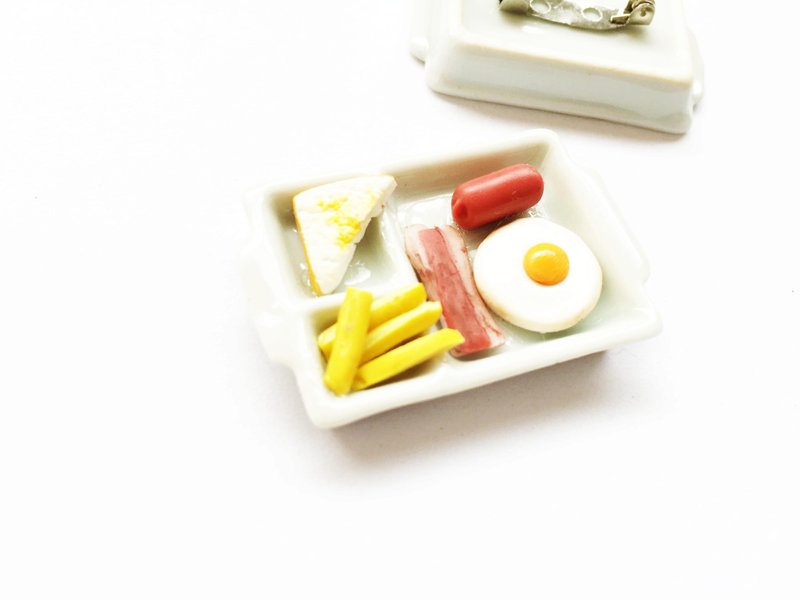 breakfast set brooch - 胸針 - 黏土 白色