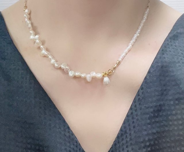 Waves and small stones pearl necklace natural freshwater