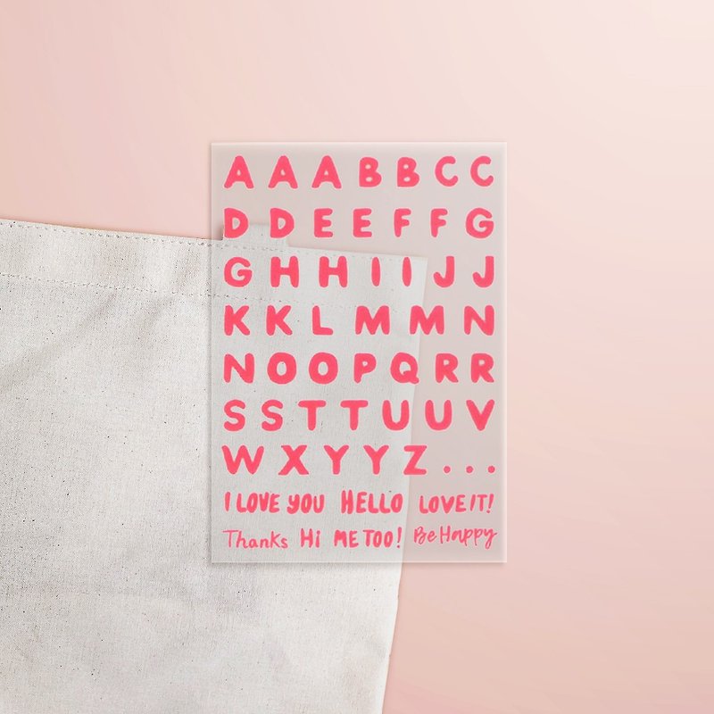 | Handmade DIY | irodo non-ironing cloth with transfer stickers - handwritten letters x pink
