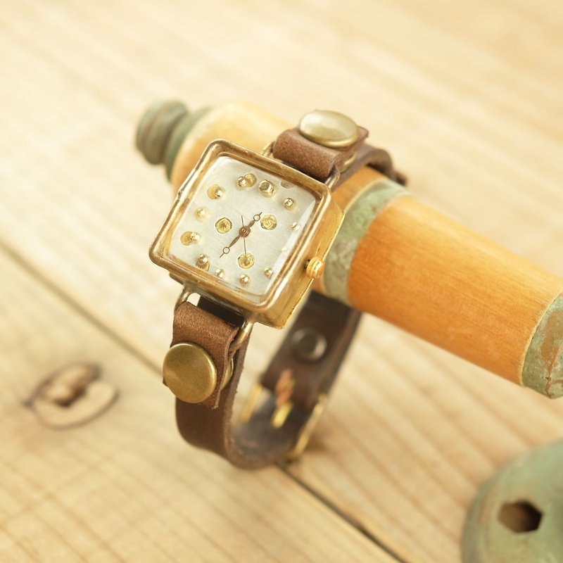 The square watch "dot white" S004 - Women's Watches - Other Metals Gold