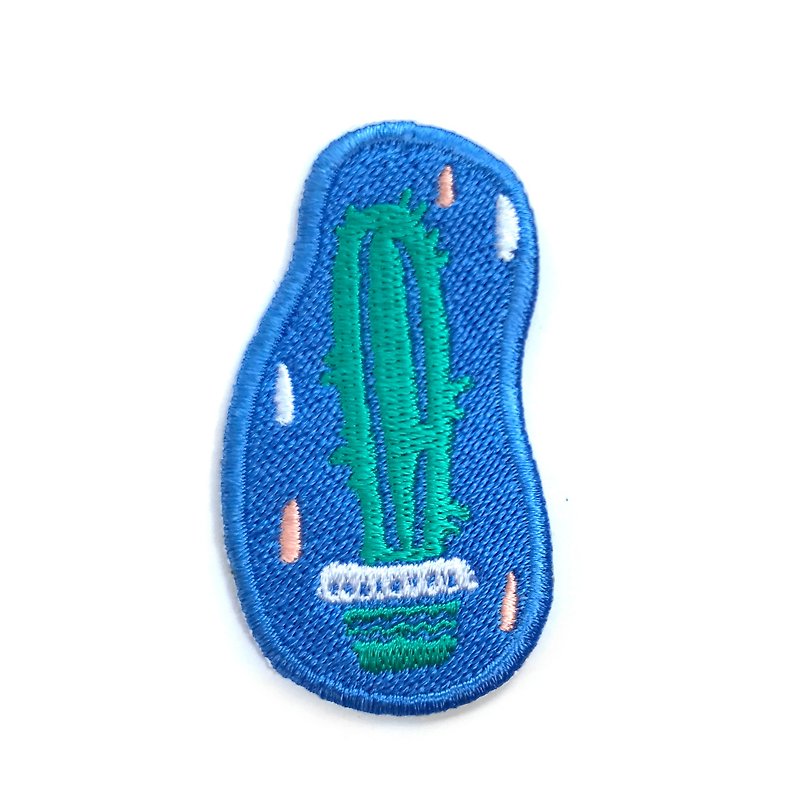 Light blue cactus - 徽章/別針 - 繡線 藍色