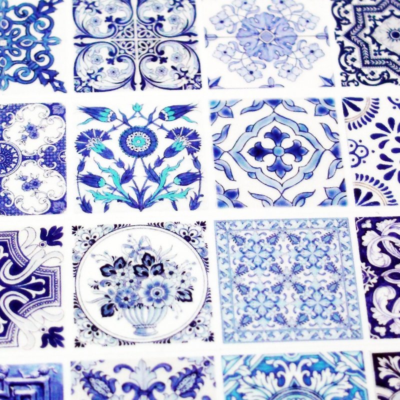 Sample Washi Tape Big Blue & White Tiles - มาสกิ้งเทป - กระดาษ 