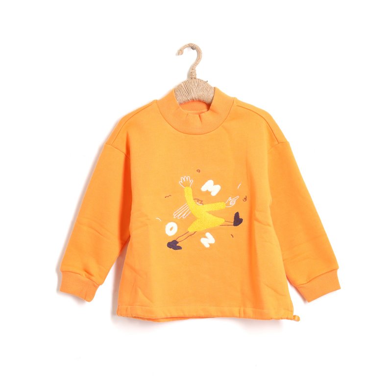 BIR Children's Clothing | Embroidered University Cotton T-shirt - Tops & T-Shirts - Cotton & Hemp Orange