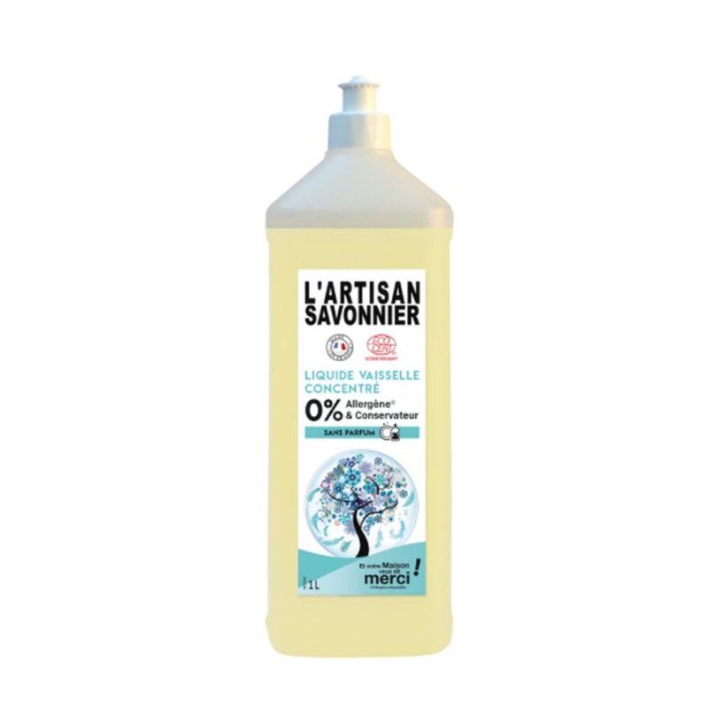 L'Artisan Savonnier 法國舒洗有機濃縮精油洗碗精 低敏無香 1L - 碗盤清潔/洗碗精 - 濃縮/萃取物 黃色