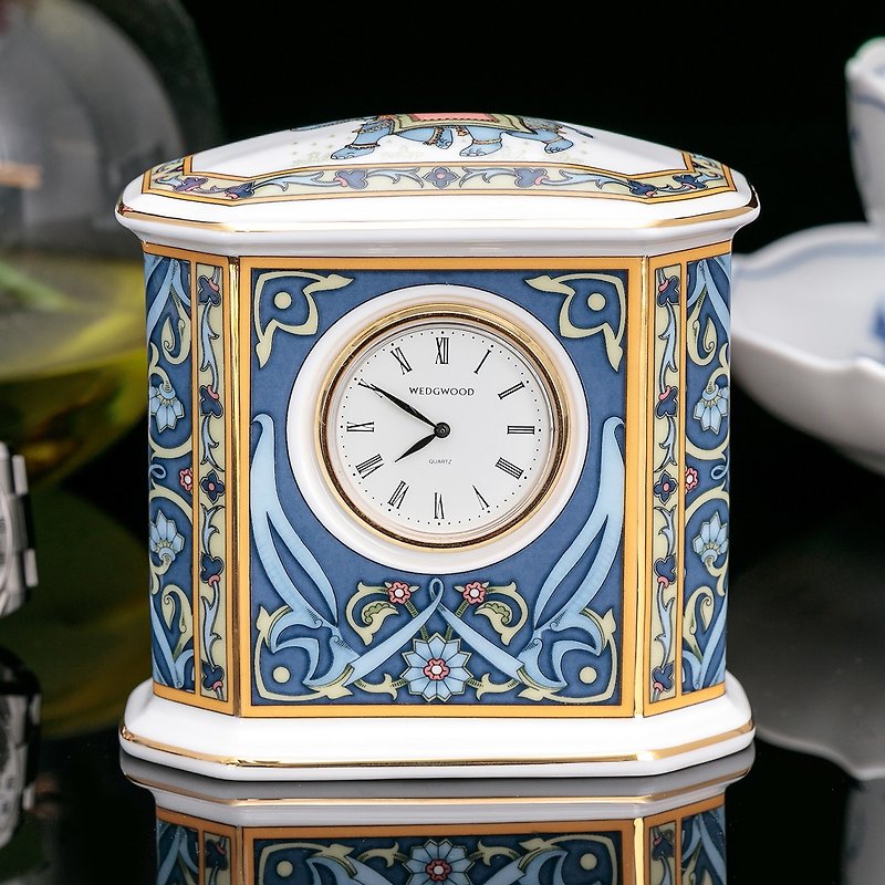 英國製Wedgwood精典藍象 骨瓷時鐘陶瓷鐘 桌鐘座鐘書房臥室擺飾 - 時鐘/鬧鐘 - 瓷 