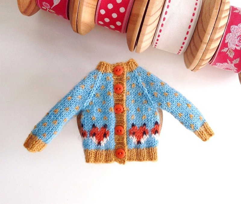 Cardigan handmade for Blythe. Blythe knitted cardigan. Blythe doll clothes. - Stuffed Dolls & Figurines - Wool Multicolor