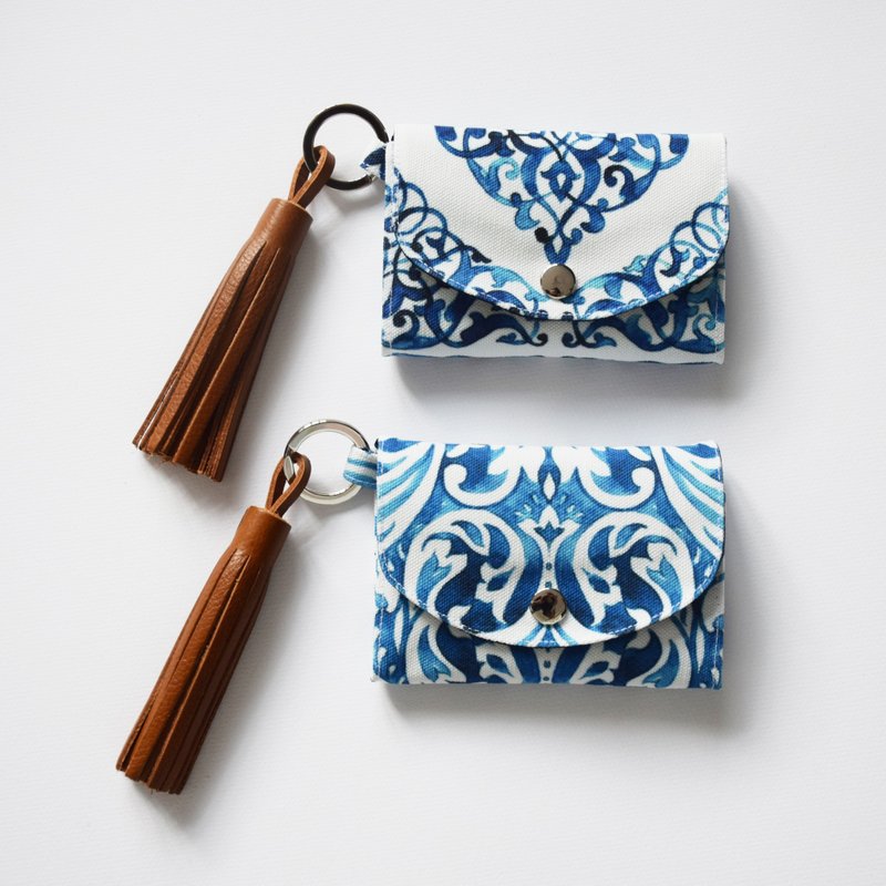 POCKET KEYRING -MOSAIC - 錢包/皮夾/長短夾 - 真皮 藍色