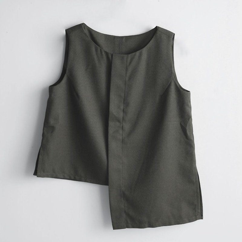 不對襯上衣(M&L -綠) - 女上衣/長袖上衣 - 聚酯纖維 綠色