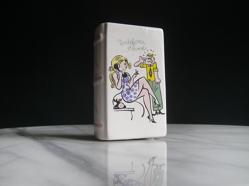 [OLD-TIME] Early second-hand ceramic book-shaped money box