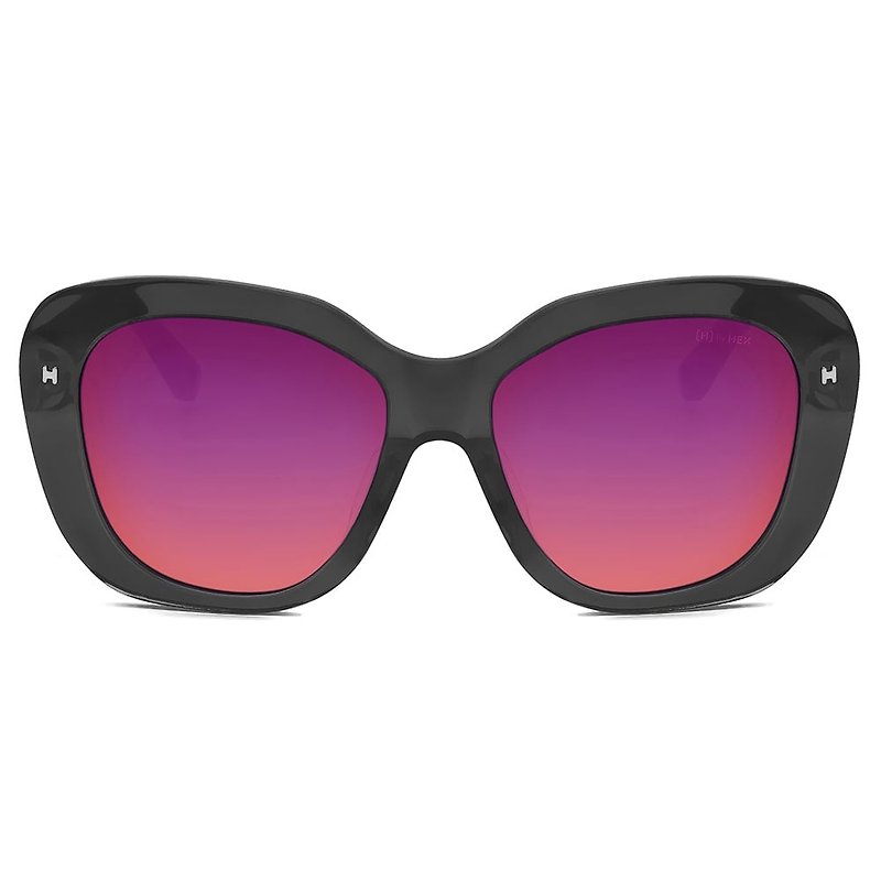 Sunglasses | Sunglasses | Transparent Grey Large Frame Purple Mercury | Made in Taiwan | Plastic Frame Glasses - กรอบแว่นตา - วัสดุอื่นๆ สีเทา