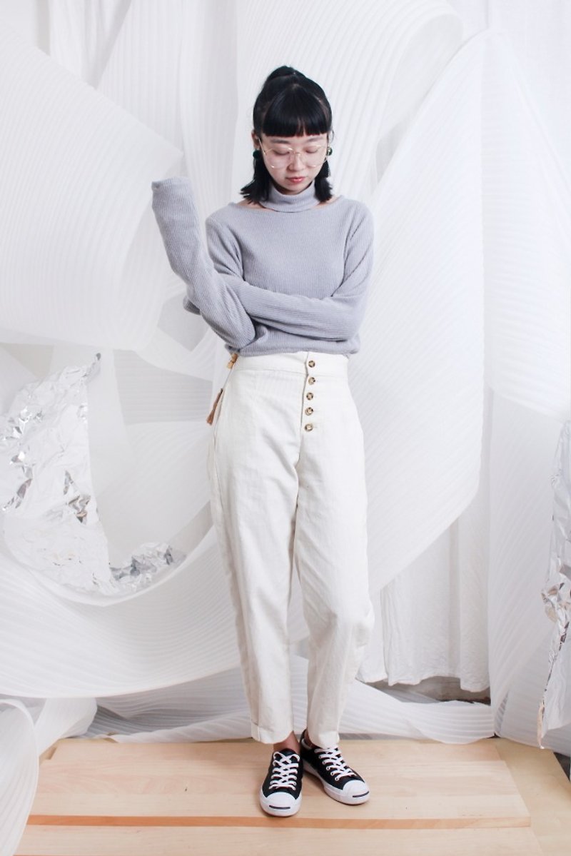 MAODIUL design contour profile milky shut corduroy trousers - Women's Pants - Polyester White