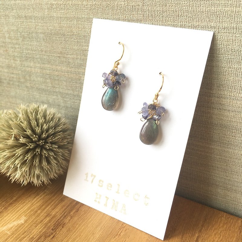 14kgf Rainbow Labradolite Earrings - Earrings & Clip-ons - Semi-Precious Stones Blue