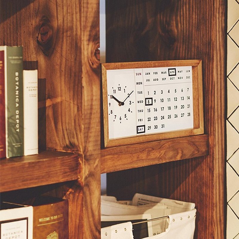 【瑕疵福利品】Rowingt- 萬年曆磁鐵桌鐘 - 時鐘/鬧鐘 - 木頭 咖啡色