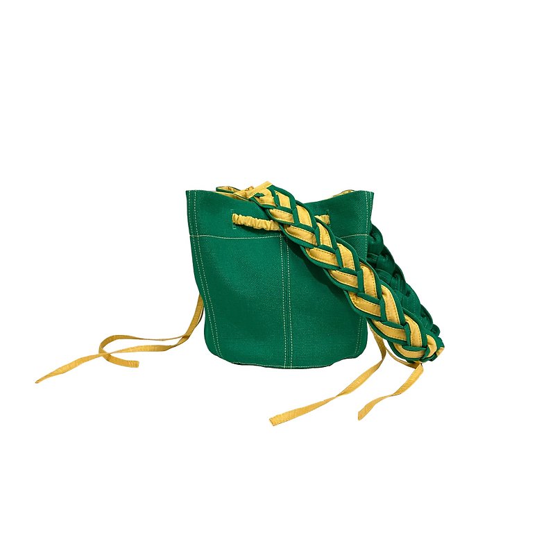 裝進你的隨性-手作水桶包 - 水桶袋/索繩袋 - 棉．麻 綠色