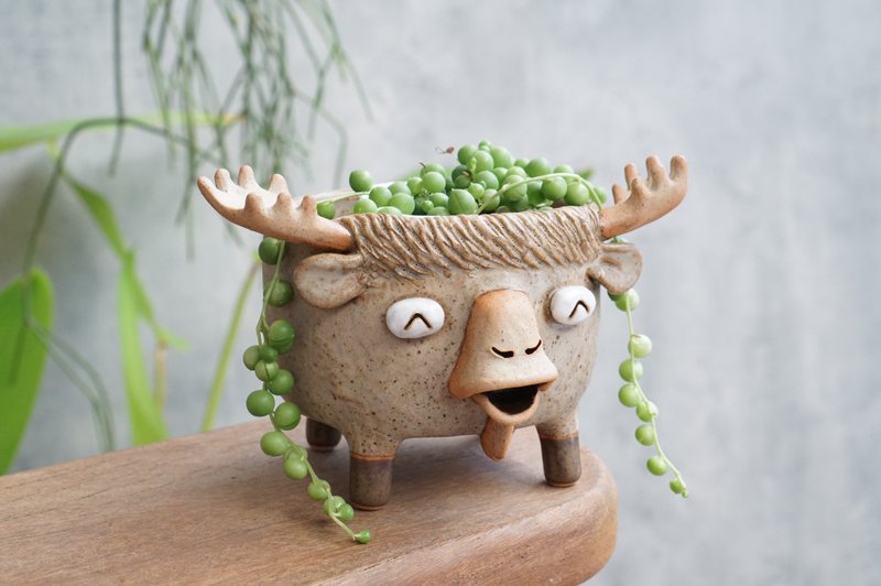Moose plant pot - 盆栽/植栽 - 陶 咖啡色